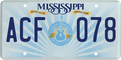 MS license plate ACF078