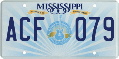 MS license plate ACF079