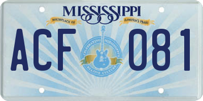 MS license plate ACF081
