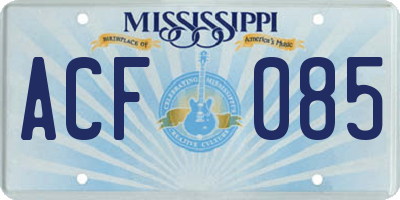 MS license plate ACF085