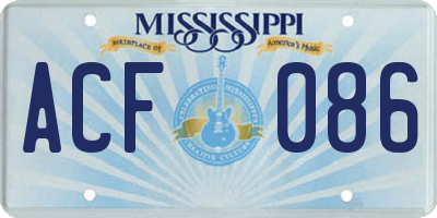 MS license plate ACF086