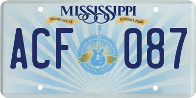 MS license plate ACF087