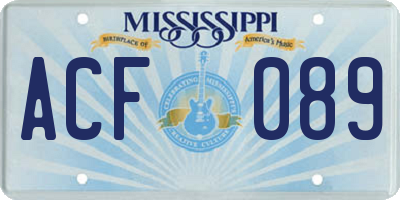 MS license plate ACF089