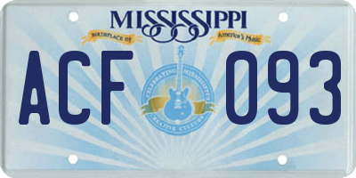 MS license plate ACF093
