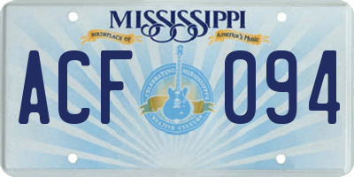 MS license plate ACF094