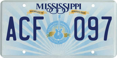 MS license plate ACF097