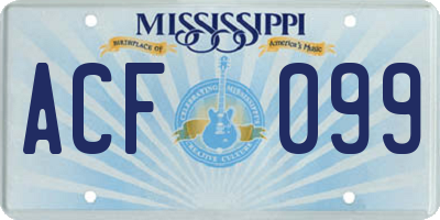 MS license plate ACF099
