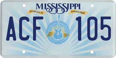 MS license plate ACF105