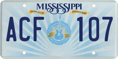 MS license plate ACF107