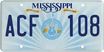 MS license plate ACF108