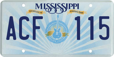 MS license plate ACF115