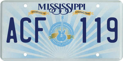 MS license plate ACF119