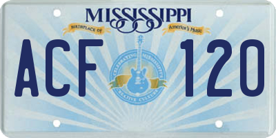 MS license plate ACF120