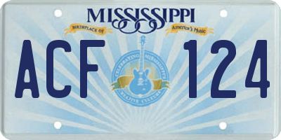 MS license plate ACF124