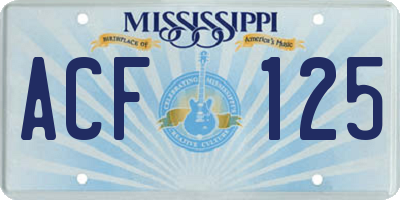 MS license plate ACF125