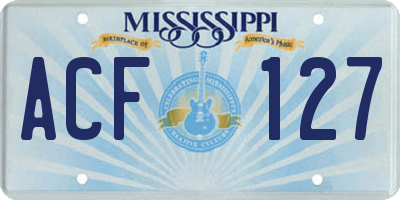 MS license plate ACF127