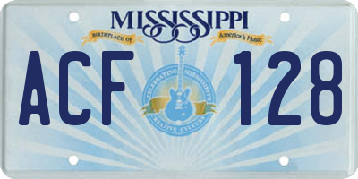 MS license plate ACF128