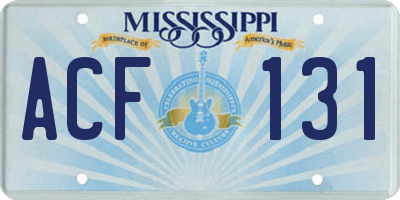 MS license plate ACF131