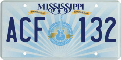 MS license plate ACF132