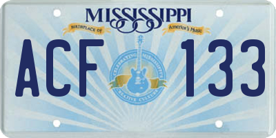MS license plate ACF133
