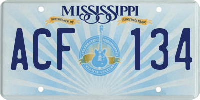MS license plate ACF134