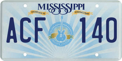 MS license plate ACF140