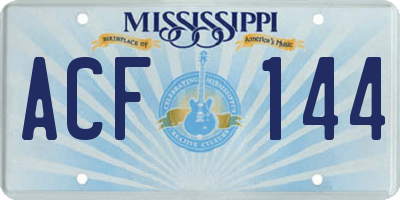 MS license plate ACF144