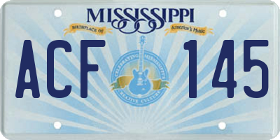 MS license plate ACF145