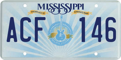 MS license plate ACF146