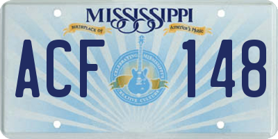 MS license plate ACF148