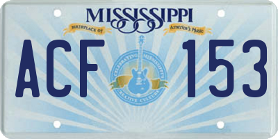 MS license plate ACF153