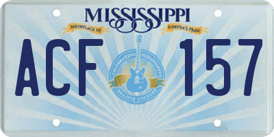 MS license plate ACF157