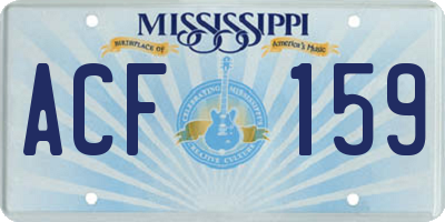 MS license plate ACF159