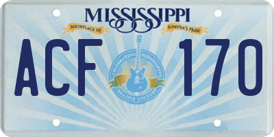 MS license plate ACF170