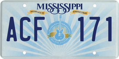MS license plate ACF171