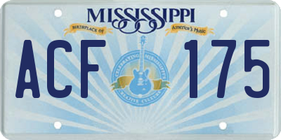 MS license plate ACF175