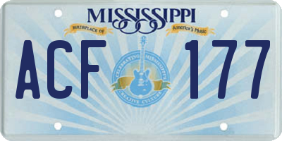 MS license plate ACF177