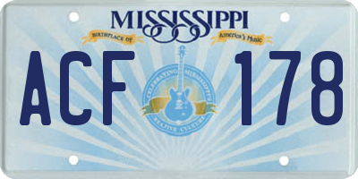 MS license plate ACF178