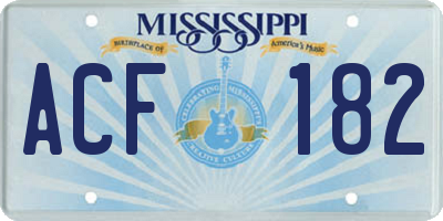 MS license plate ACF182