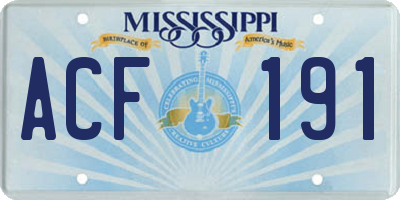 MS license plate ACF191