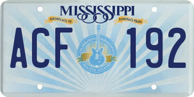 MS license plate ACF192