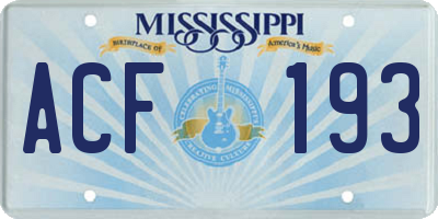 MS license plate ACF193