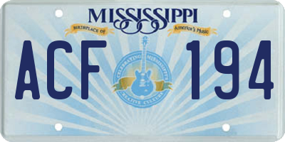 MS license plate ACF194