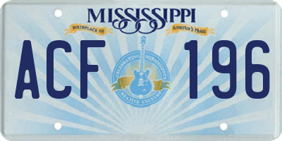 MS license plate ACF196