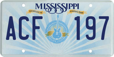 MS license plate ACF197
