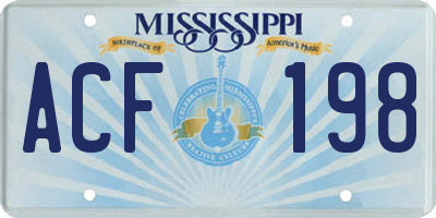 MS license plate ACF198