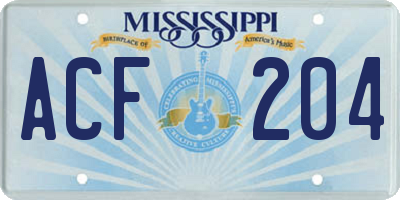 MS license plate ACF204