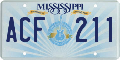 MS license plate ACF211