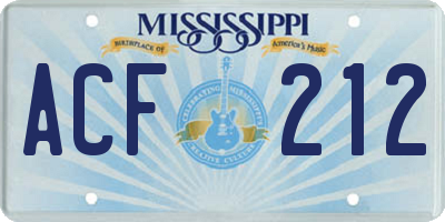 MS license plate ACF212