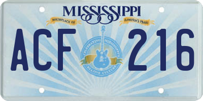 MS license plate ACF216